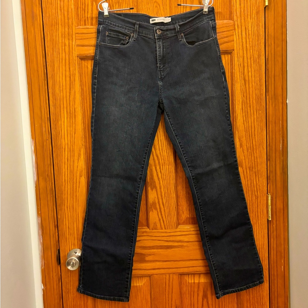 Levi’s 505 Straight Leg Dark Wash Mid Rise Jeans Women's Size 10